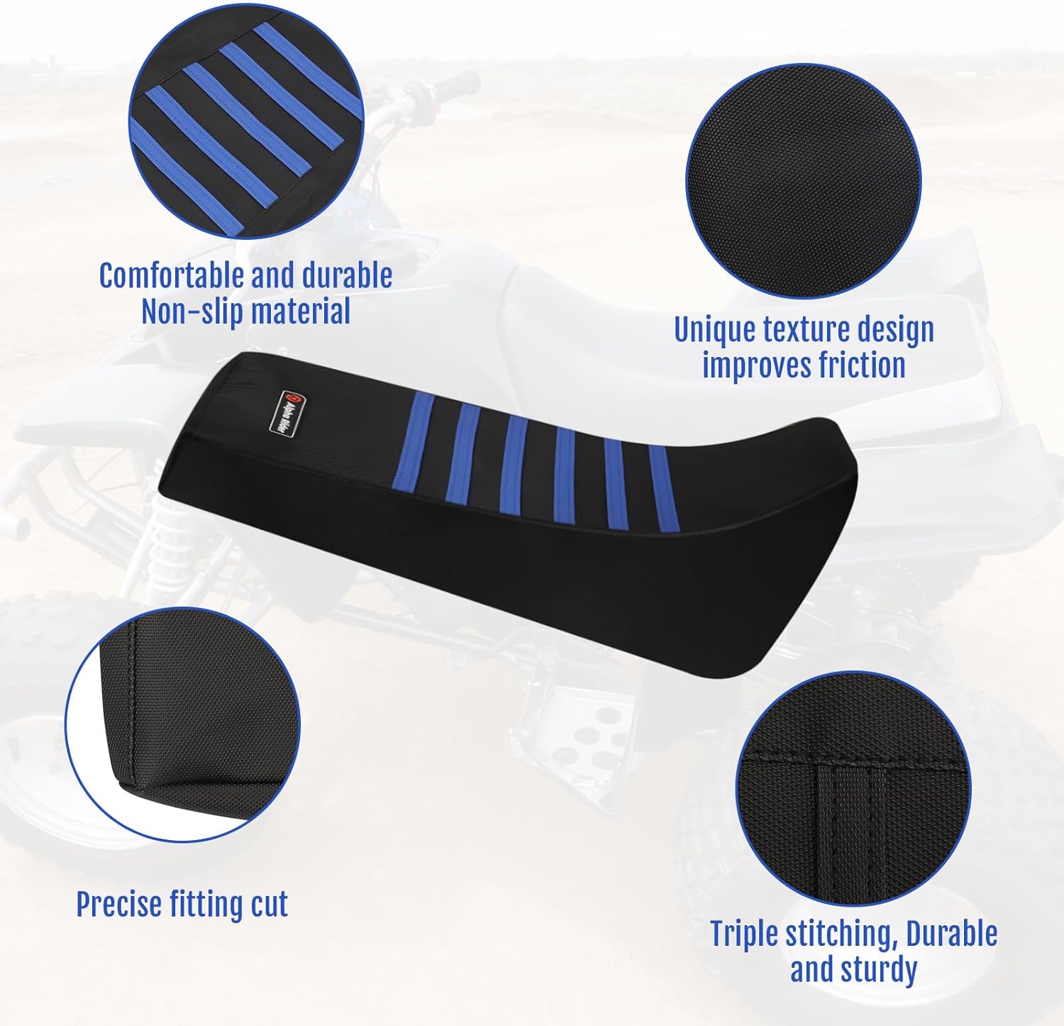 Gripper Soft Cushion Seat Cover For Yamaha Blaster 200 YSF 200 YSF200 1988-2006 (Blue ＆ Black)