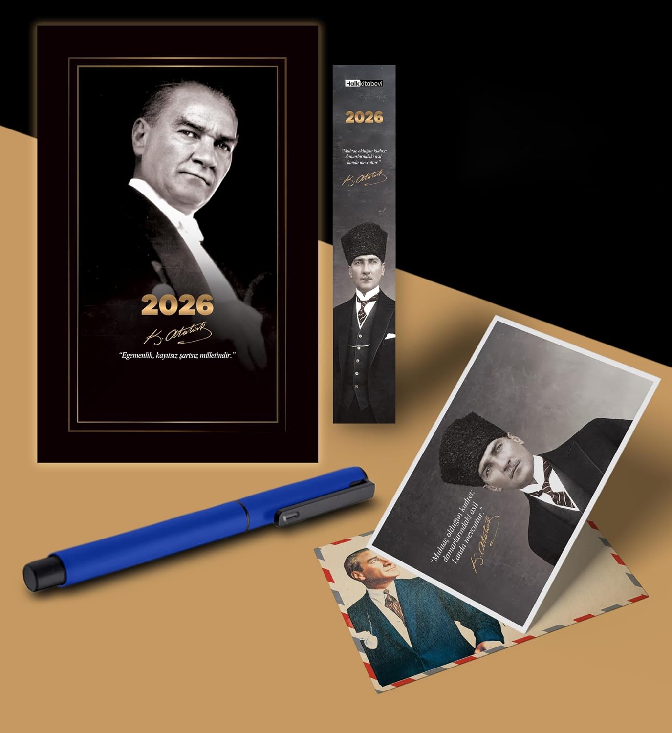 2026 Gazi Paşa Atatürk Ajandası Ayraç Kartpostal Kalem - Lacivert