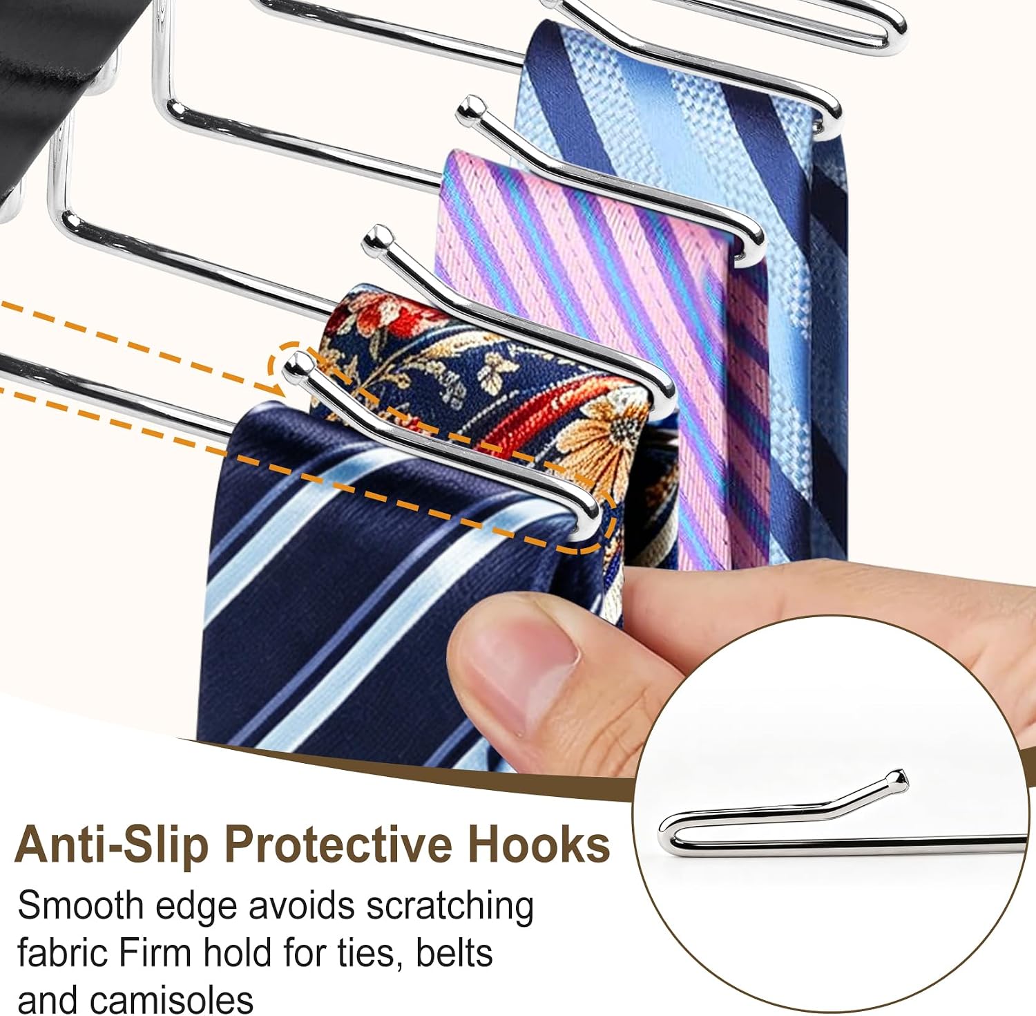 Wooden Tie Rack Hanger, 24 Hooks, Space Saving Closet Organizer, Holds Up to 24 Ties Belts Scarves, 360° Rotating Anti-Slip Rustproof Foldable Steel Hooks, No Wrinkles
