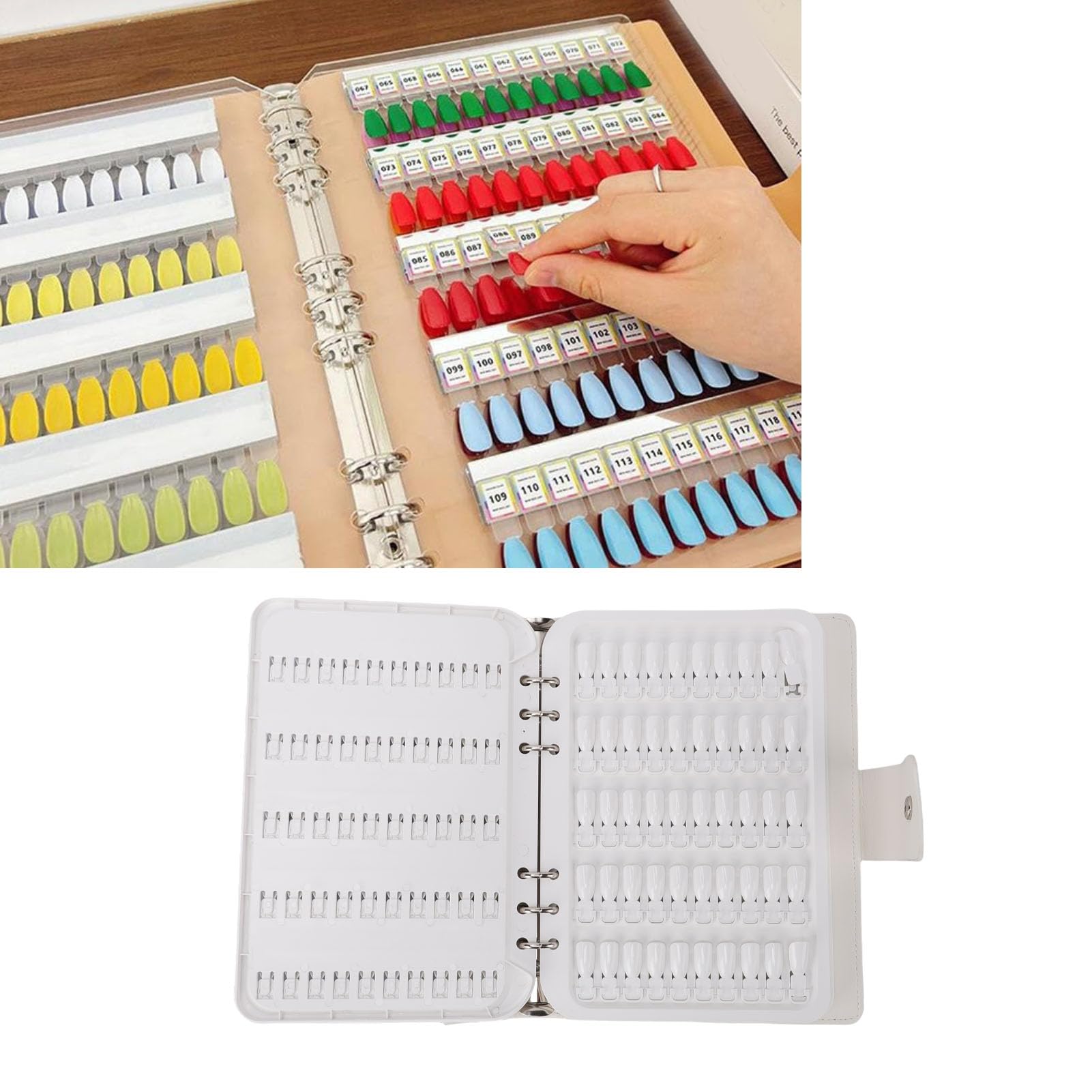 150 Farben Nagellack Ausstellungsbuch, Professionelles Nagelfarbe -Probenkartenbuch mit Weißen Falschen Nagel -Tipps, PU -Lederportfolio für Nagel Salon, DIY Art Manicure