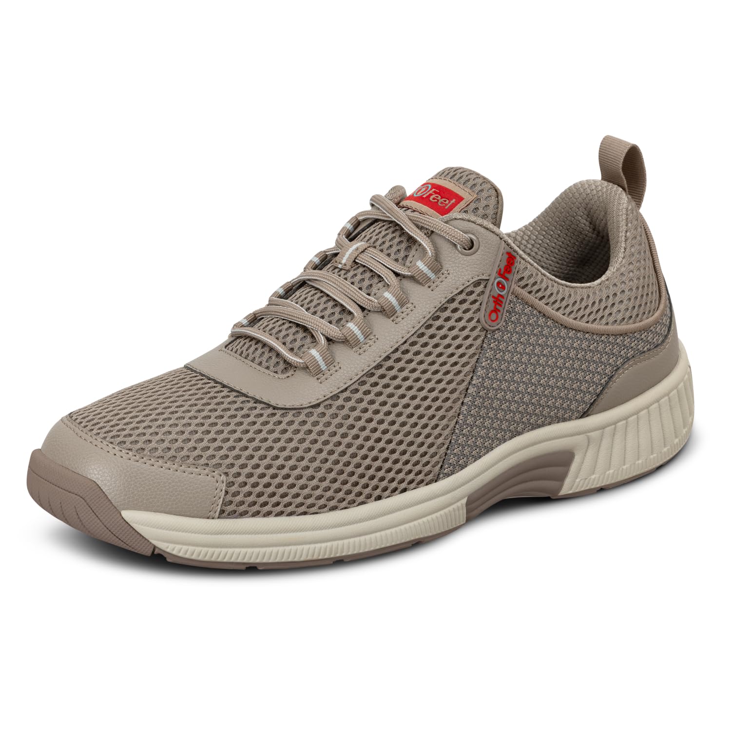 Orthofeet Edgewater Orthopedic Men's Walking Shoes | Stretchable & Breathable Comfort Sneakers with Anatomical Arch Support, Ergonomic Soft, Padded Cushioning, Wide Toe Box 7 Taupe