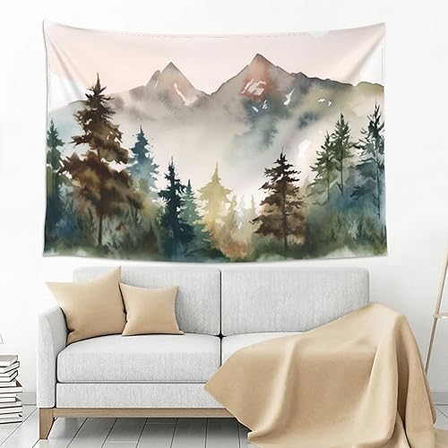 Miniatura 3 de Dixmavly Tapiz morado grande de montaña del bosque para dormitorio, tapiz colgante de pared para habitación (60 x 40 pulgadas)