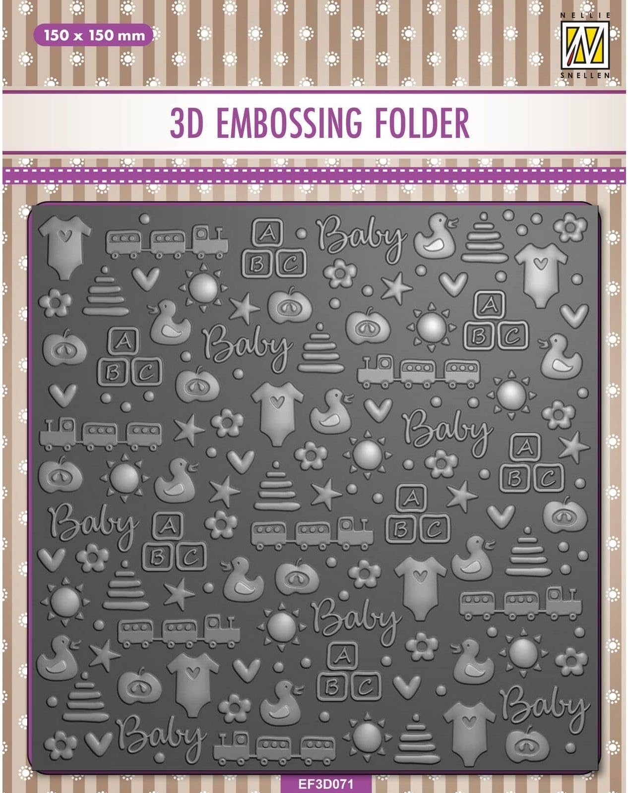 Nellie's Choice 3D Embossing Folder-Baby Things 5.9 x 5.9-Card Making Supplies for Journaling, Scrapbooking and Paper Crafts, Multiple Colors, 150x150mm