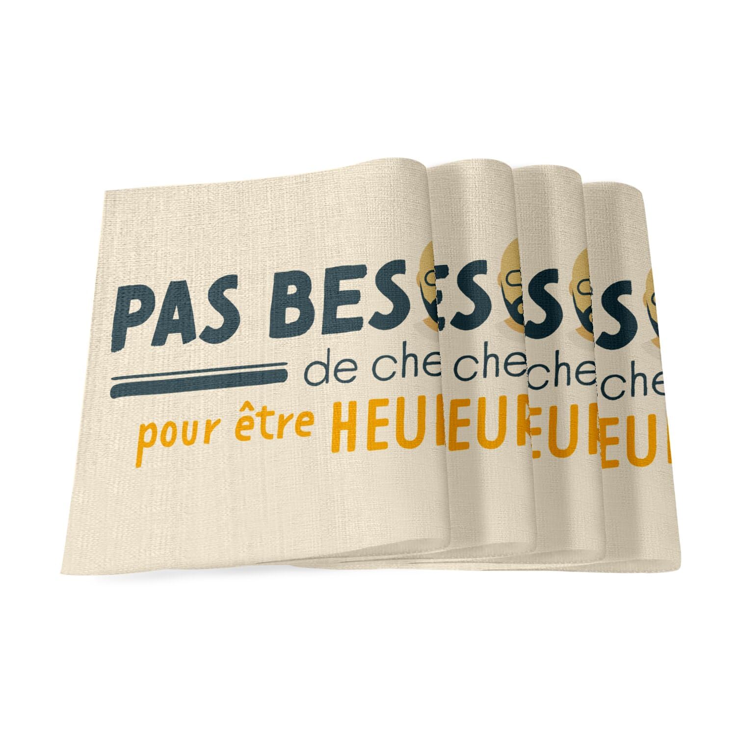 Sets de table en lin grand format de 40x28,5 cm au design humour français raffiné