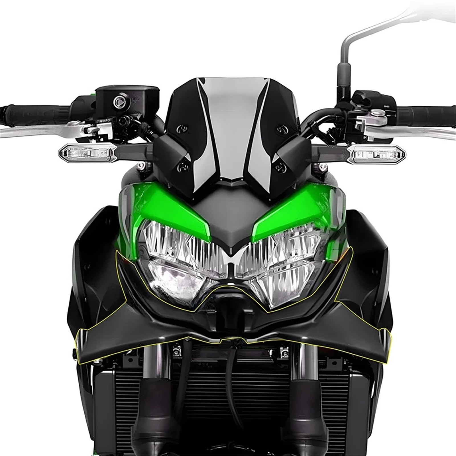 Front Bumper Splitter dachowy Pasuje do Kawasaki Z650 2021 2022 2023 2024 2025 Owiewki, skrzydełka, spojler, osłona przedniego skrzydła, deflektor