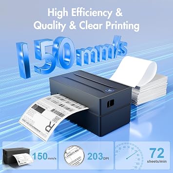 Bluetooth Thermal Shipping Label Printer: 4x6 Wireless Label Maker with Tape for Small Business - Compatible with iPhone, Android, Windows & Mac, Widely Used for USPS UPS Amazon Shopify Etsy