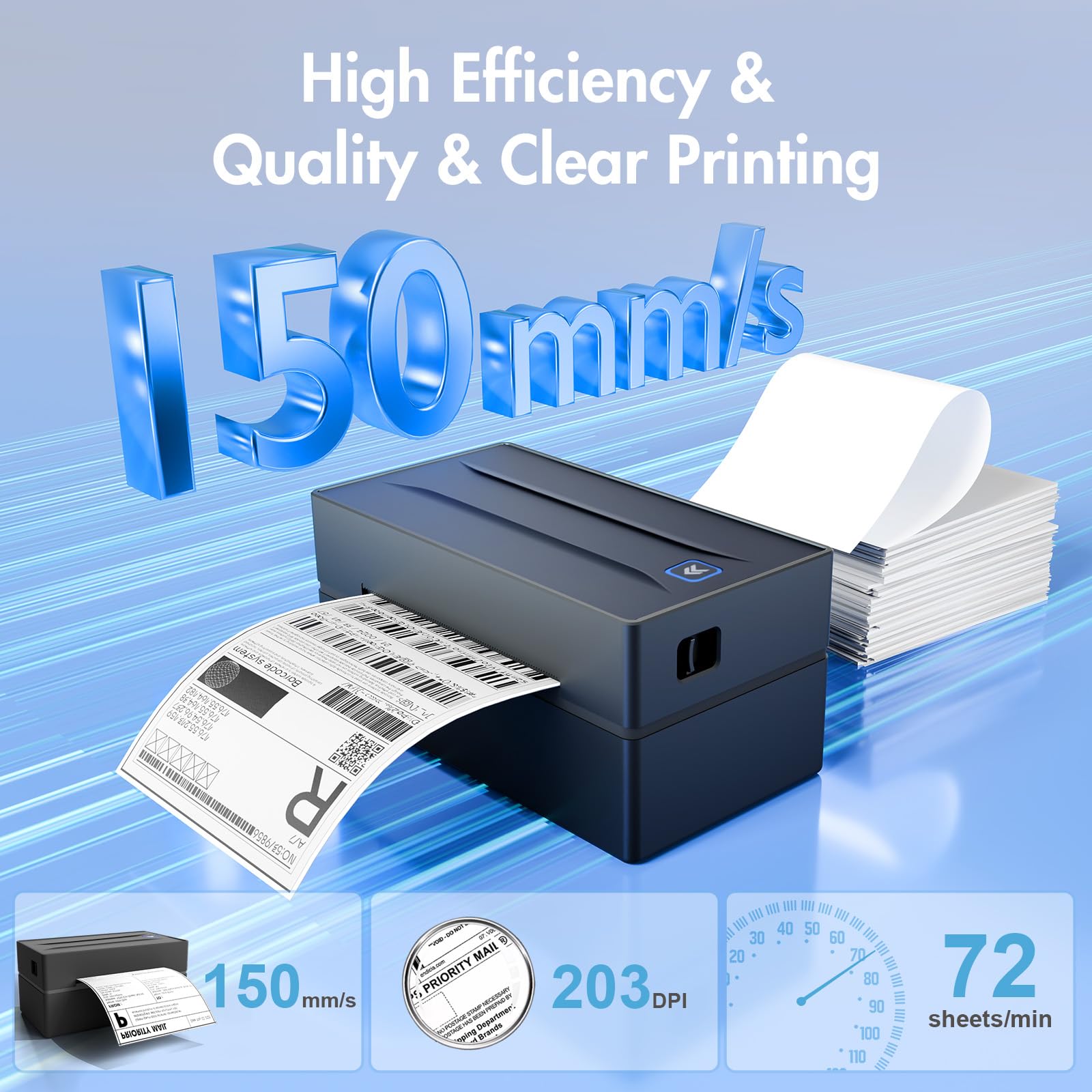 Bluetooth Thermal Shipping Label Printer 4x6 Wireless Label Maker with Tape for Small Business - Compatible with iPhone — view 6