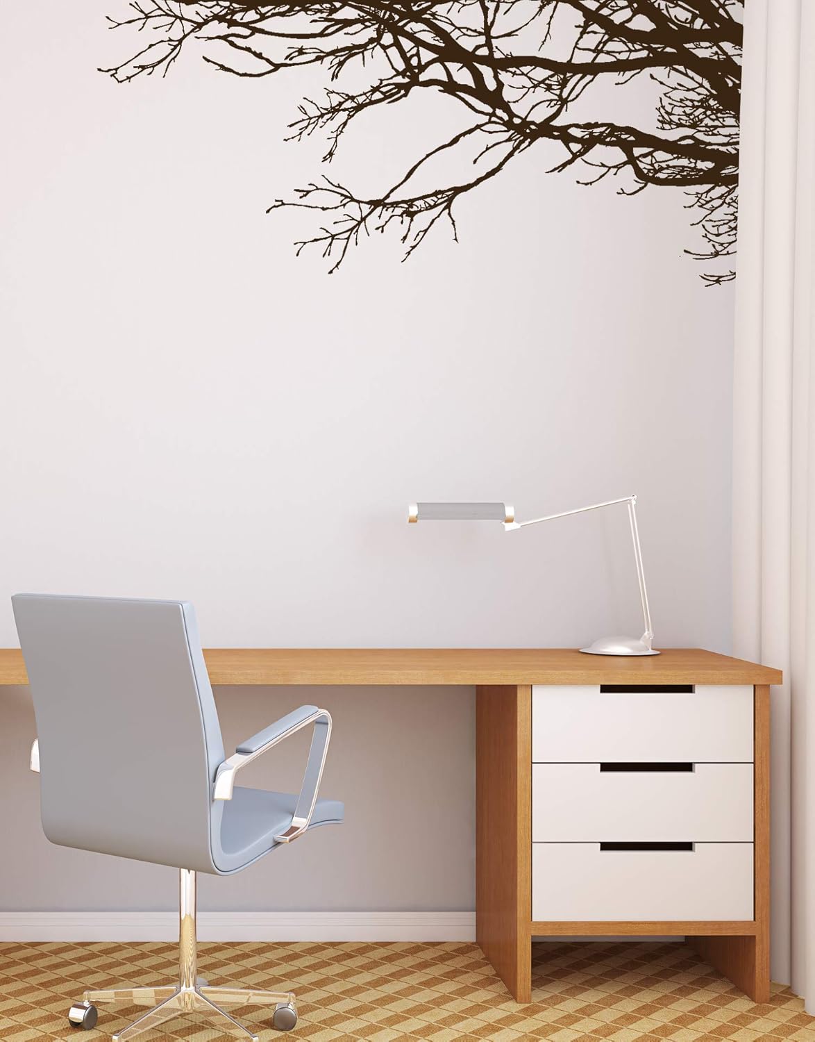 Large Wall Decal Sticker - Semi-Gloss White Tree Branches, 44in X 100in, Right to Left. Removable, No Paint Needed, Branch Wall Stencil The Easy Way