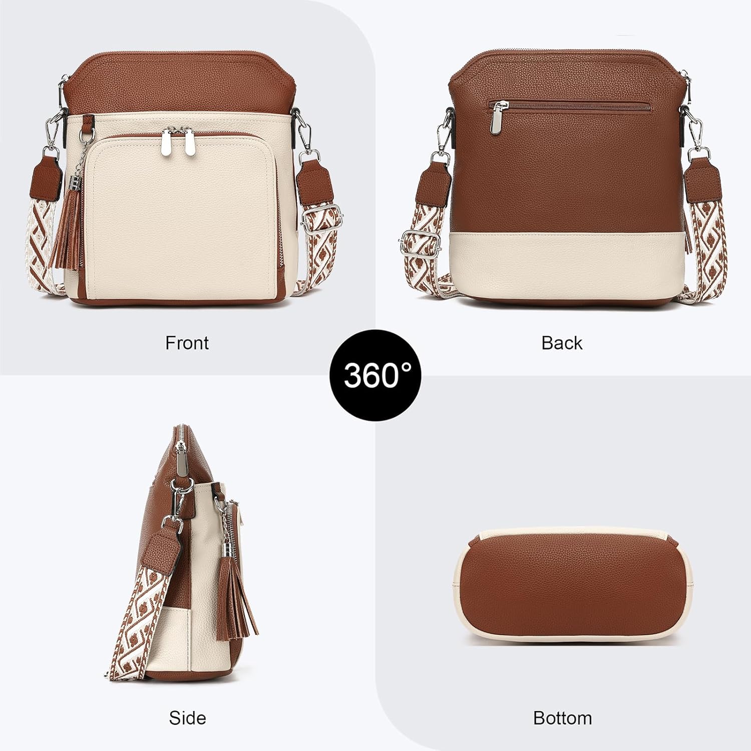 FALAN MULE Crossbody Bags for Women Trendy Soft Leather Hobo Purses Shoulder Handbags With Tassel - Image 6