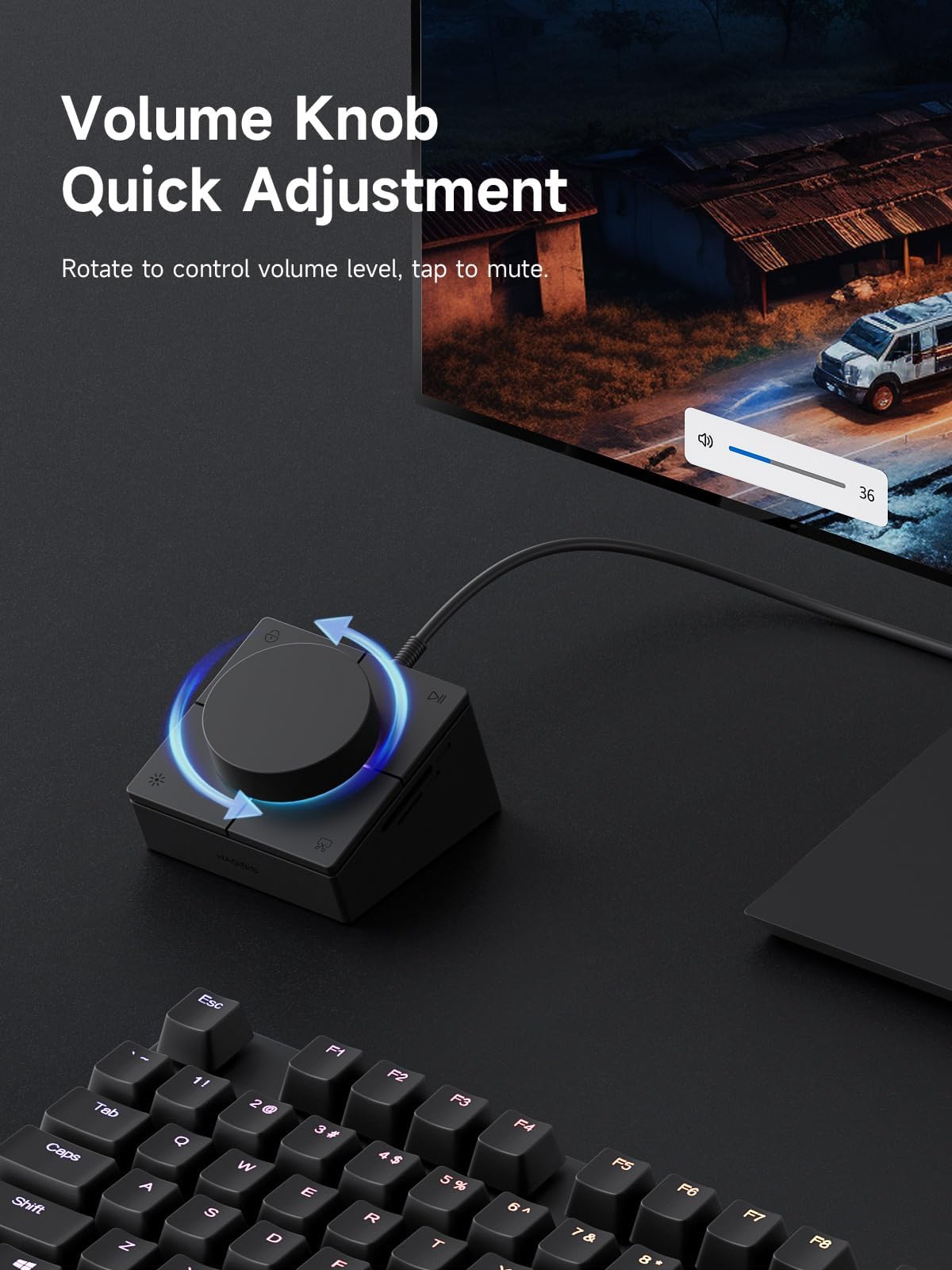 Hagibis Pokrętło koncentratora USB C z przyciskami skrótów, stacja dokująca RGB typu C z 5 Gb/s USB-C, 2 USB 3.0, gniazdo 3,5 mm, SD/Micro SD3.0, USB2.0 do MacBooka, iPada Pro, laptopa (Black AG)