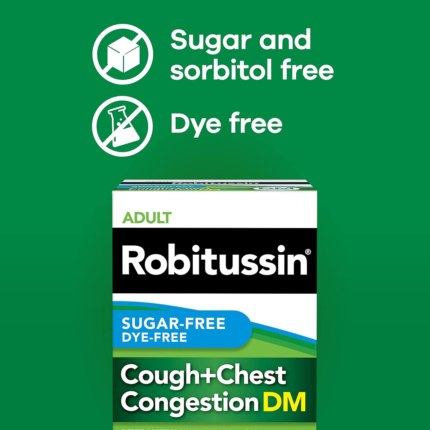 Robitussin Sugar Free Cough Chest Congestion DM Mint Flavor, 4 Fl Oz