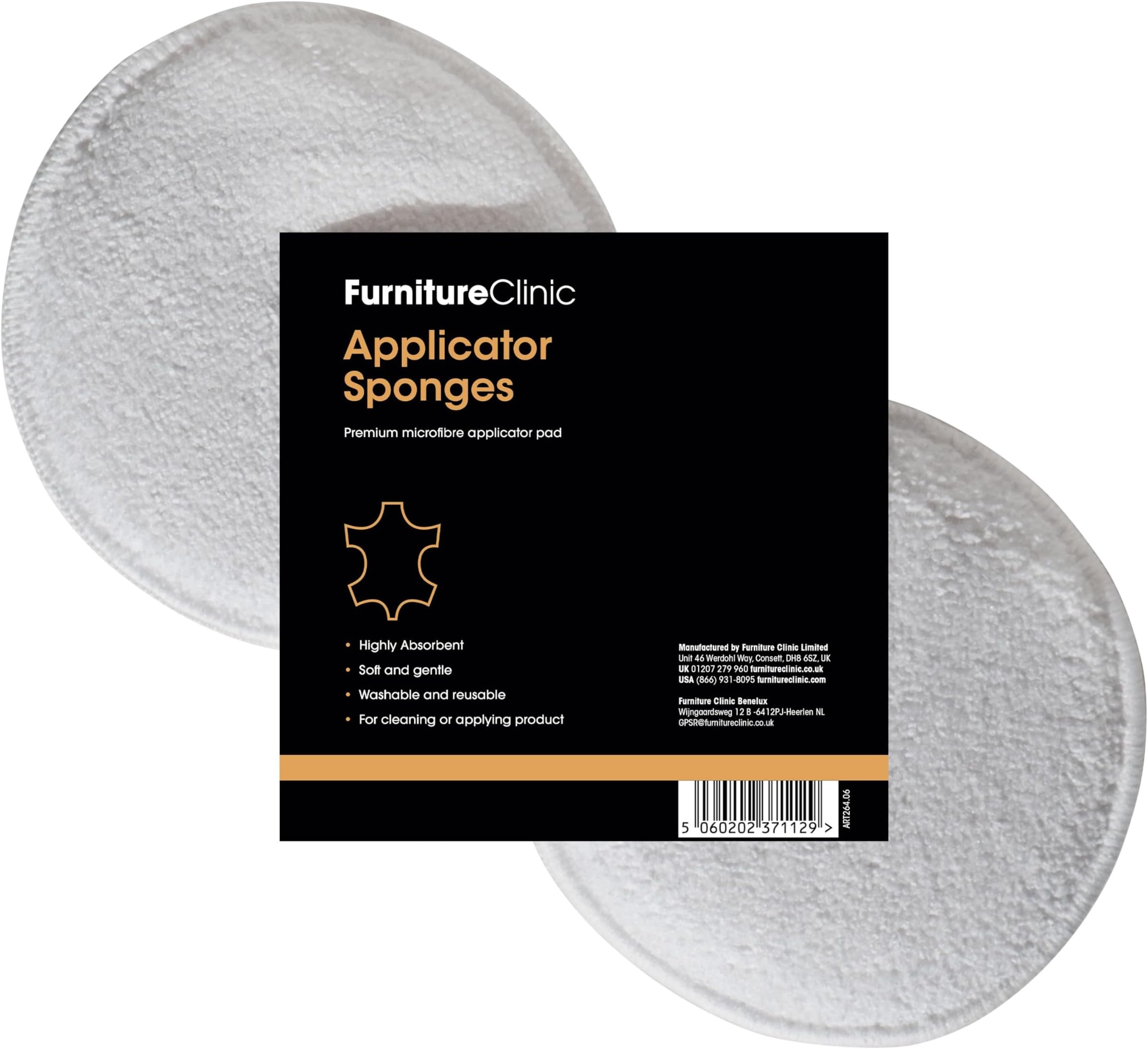 Furniture Clinic Applicator Sponges | 2x Microfibre Cloth Pads for Cleaning & Applying Wax, Balms, Oils & Creams