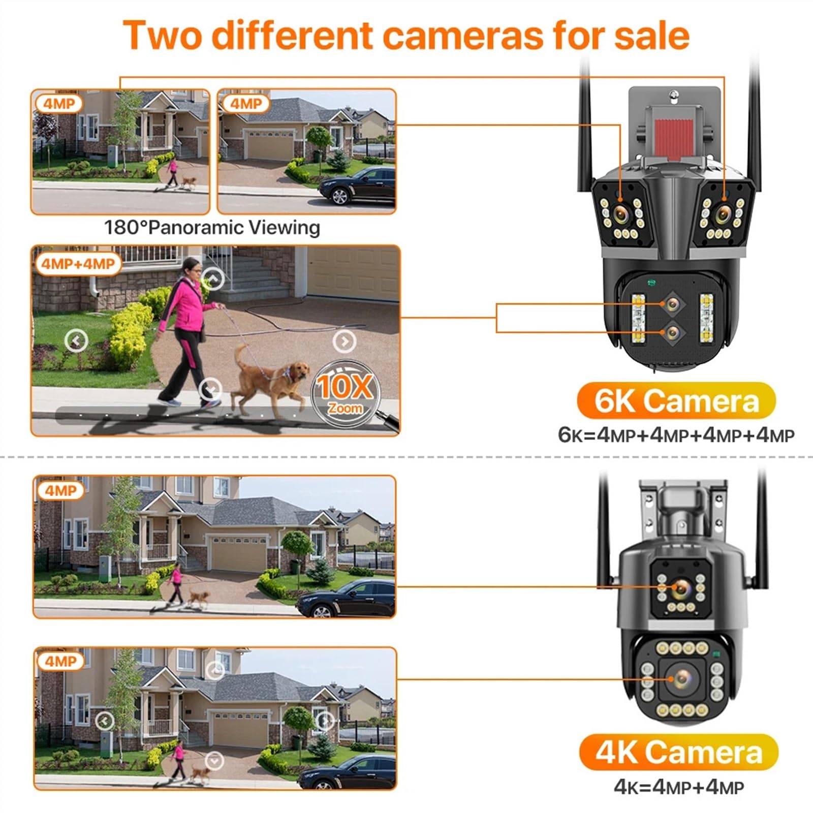 Kamera bezpieczeństwa, Kamera IP 6K HD 16MP 10X Zoom hybrydowy Automatyczne śledzenie Kamera PTZ Zewnętrzna kamera z czterema obiektywami i trzema ekranami Kamera bezpieczeństwa Nadzór 4K(6K Camera)