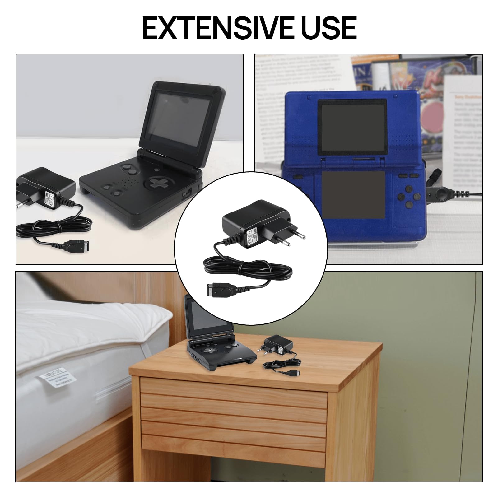 Chargeur,1 Pièce Noire Adaptateur Secteur,Source d'alimentation Adaptateur Secteur,Chargeur de Voyage Mural Cordon d'alimentation Câble de Charge