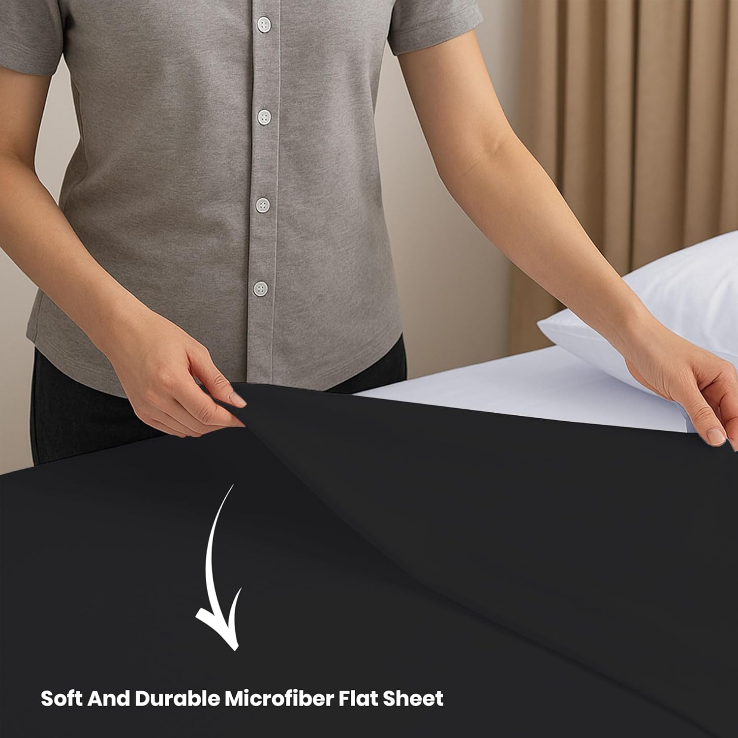GOLD TEXTILES Twin Flat Sheet 6 Pack – Brushed Microfiber Top Sheets for Home, Hotel & Hospitality – Soft, Durable & Shrink-Resistant Flat Sheets, Easy-Care Bedding (6, Black, Twin)