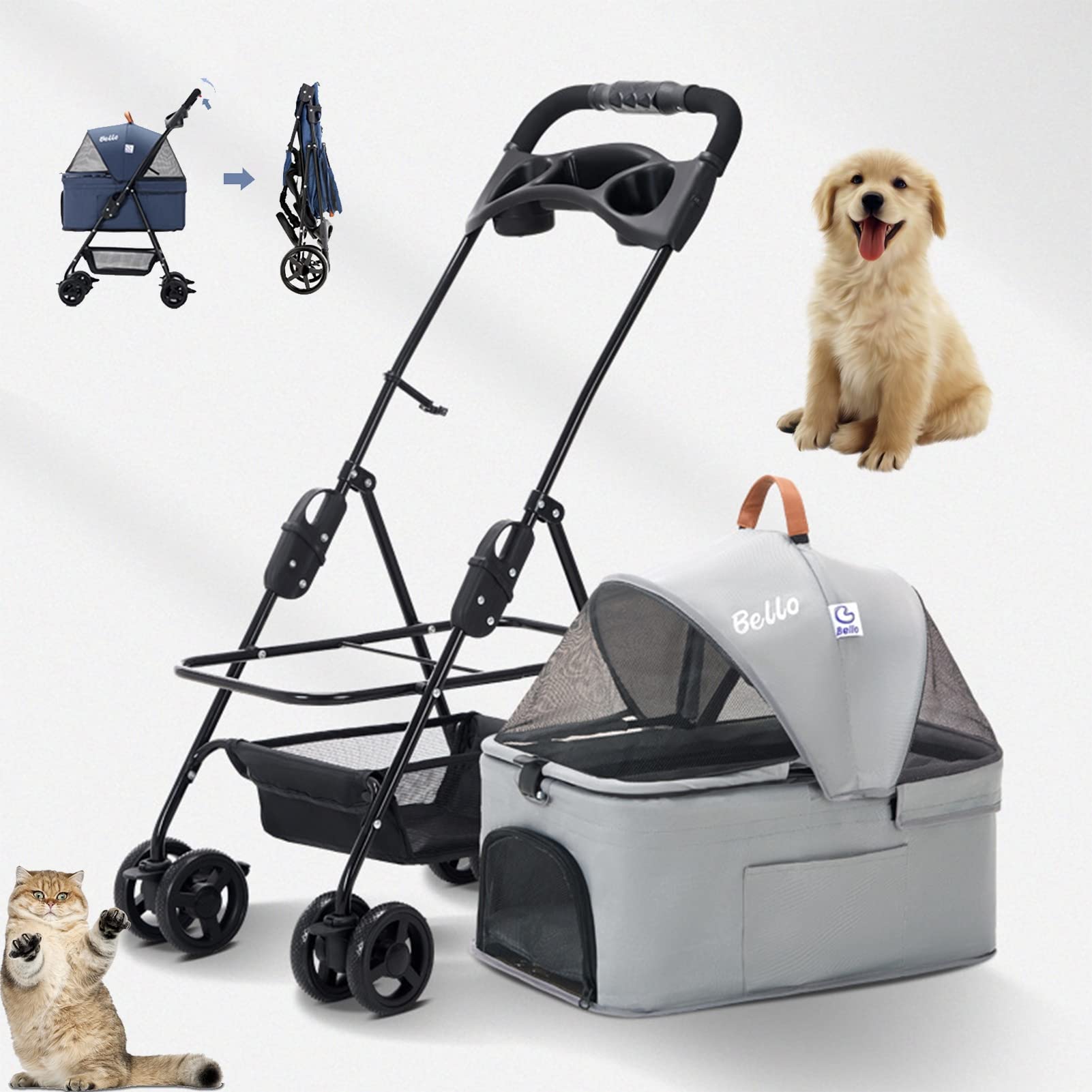 Amazon.co.jp: 分離型 折りたたみ ペットカート 対面式 4輪 小型犬 