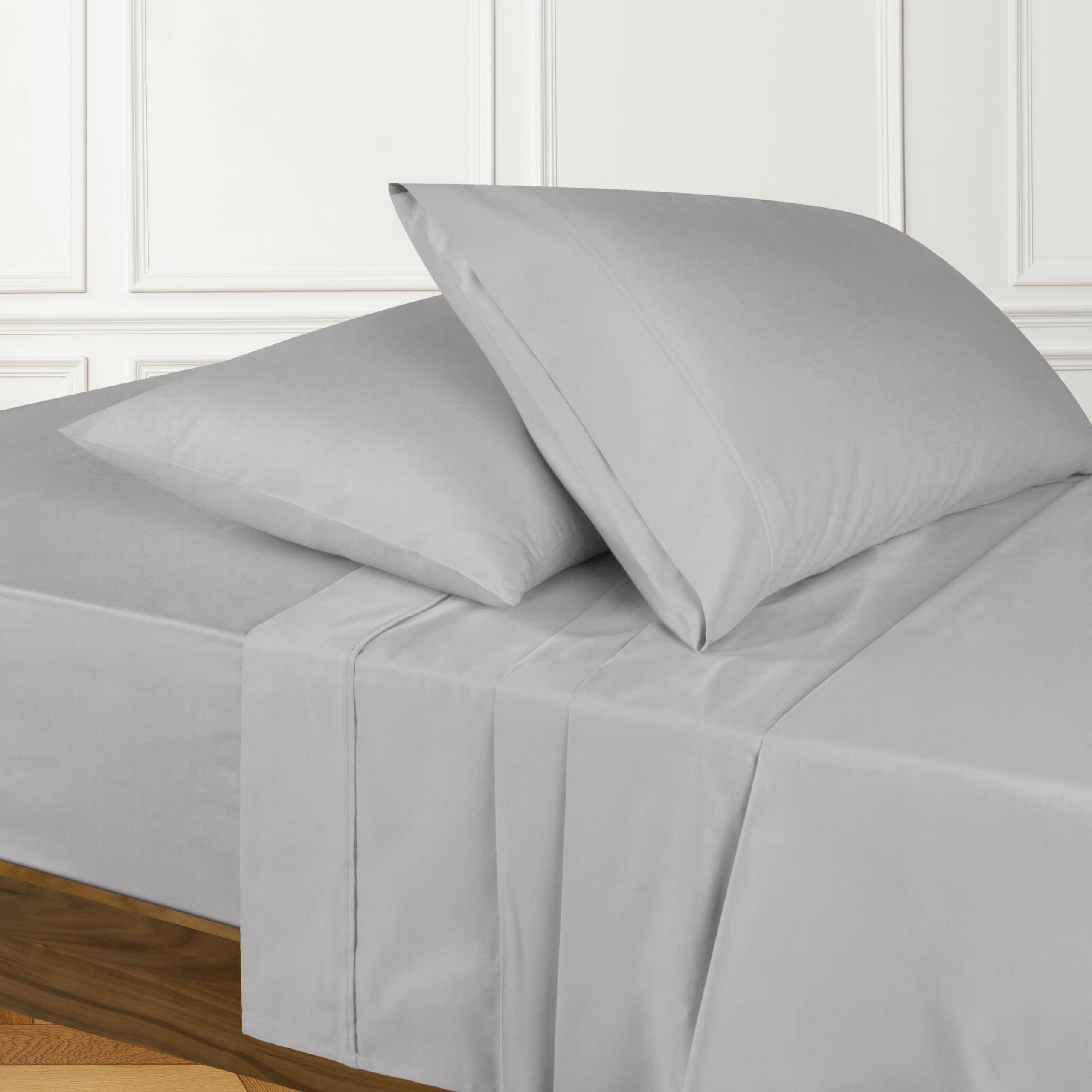 URBANHUTEgyptian Cotton Sheets Set (4 Piece) 1000 Thread Count - Bedspread Deep Pocket Bedding Set, Luxury Bed Sheets for Hotel and Home Collection Soft Sateen Weave (Queen, Silver Grey)