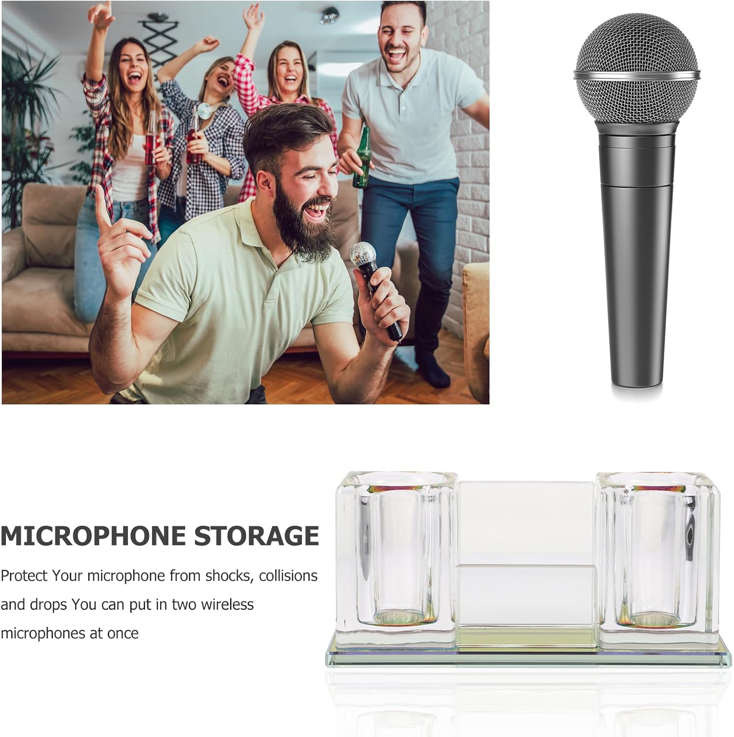 Vaguelly Desktop Mic Holder Tabletop Acrylic Stand Storage Rack Mic Stand Desktop Microphones Storage Holder,Support Base For Wireless Microphones