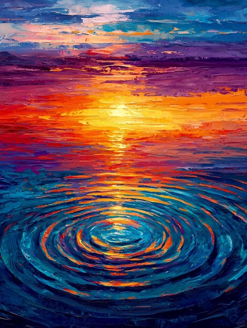 Henypt Cross Stitch Kits Colorful Water Patterns Landscape DIY Needlepoint Set for Beginners The Elderly with Accessories Home & Leisure/Gifts 14CT 40x50cm