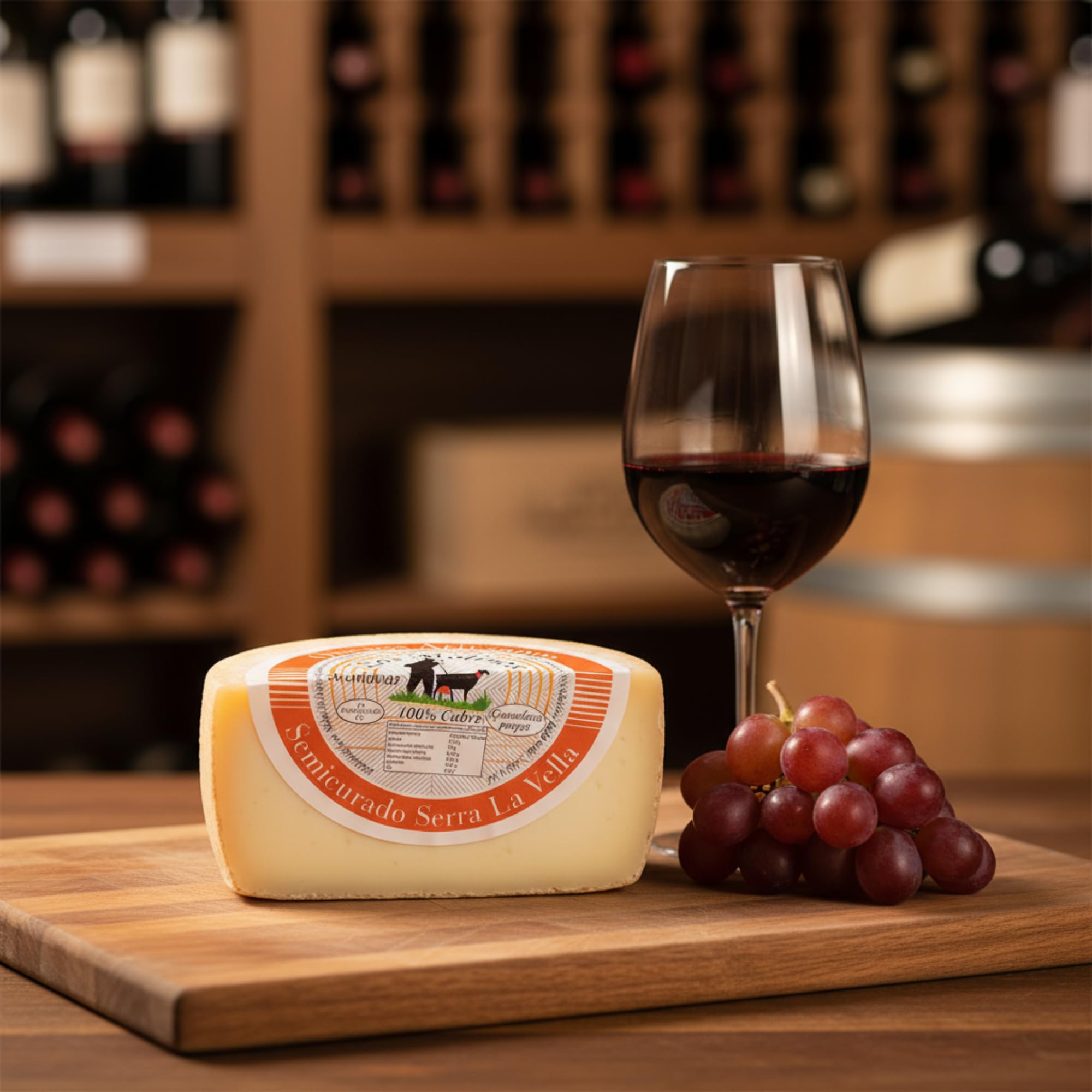 Queso Artesano Semi Curado Serra La Vella 100% de Leche de Cabra Entero | Queso Gourmet Elaboración Tradicional y Casera con Ganadería Propia | Sabor Único y Natural | Caja de Madera