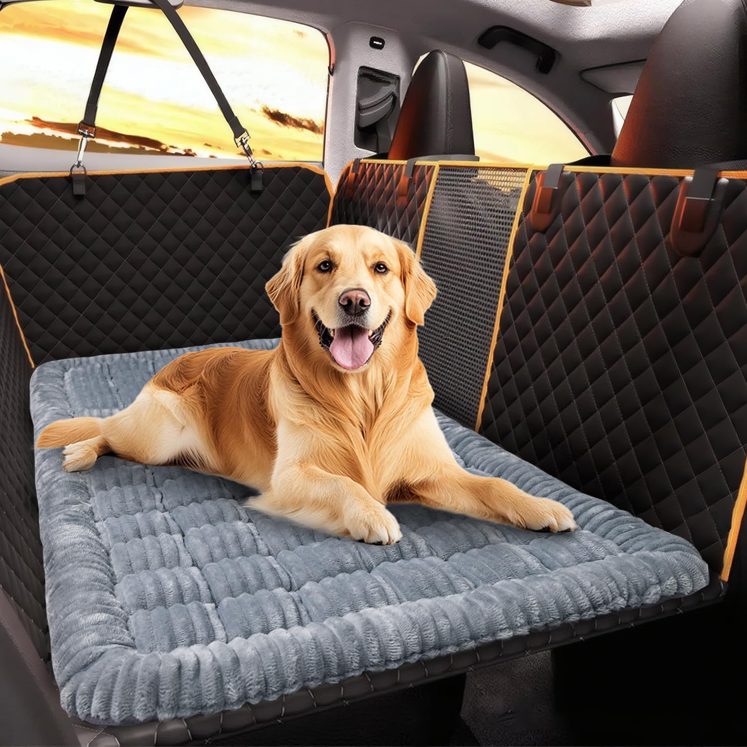 Non-Slip Dog Car Seat Cover & Bed for Back Seat (Grey) Non-Slip Dog Car Seat Cover & Bed for Back Seat (Grey)