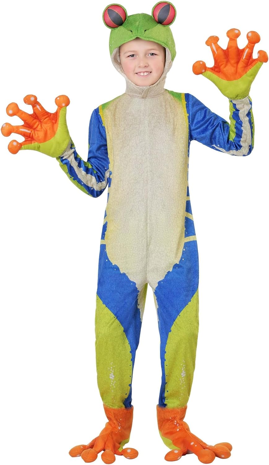 Child's Realistic Tree Frog Costume - Jumpsuit, Hood, Gloves, and Shoe Covers