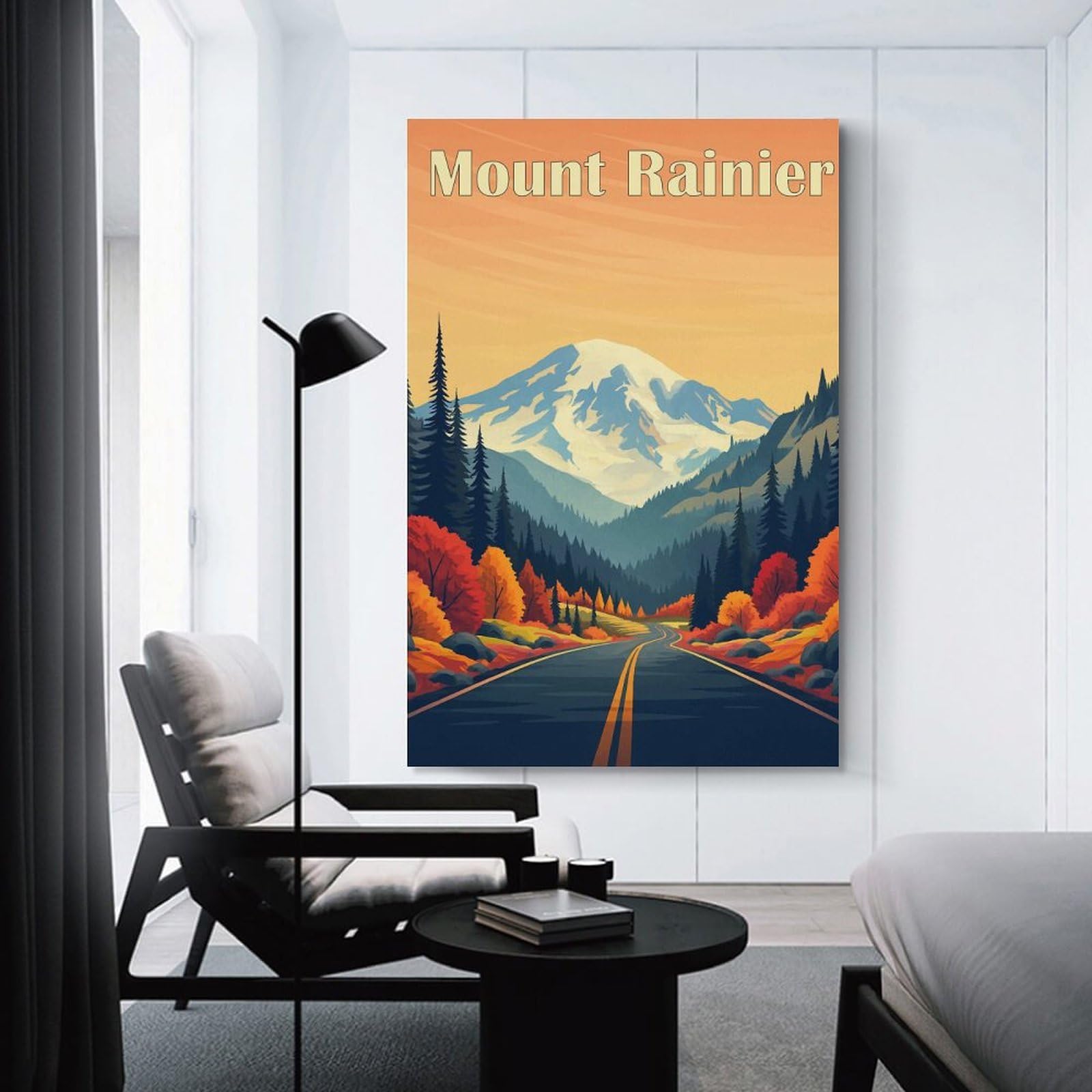 Junmoney Wall Art Print Mount Rainier, 20x30inch(50x75cm), for Bedrooms, Workspaces And Everyday Interiors, Stylish Home Artwork for Focal Walls