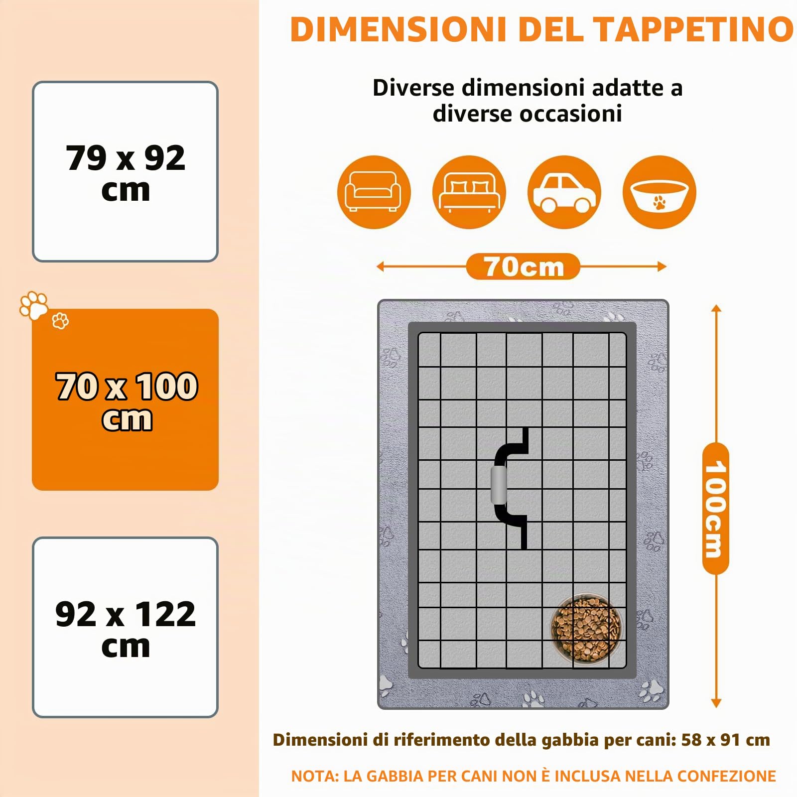 PICK FOR LIFE Tappetino igienico per cuccioli e cani anziani, lavabile, asciugatura rapida, incontinenza urinaria, colore grigio (70 x 100 cm)