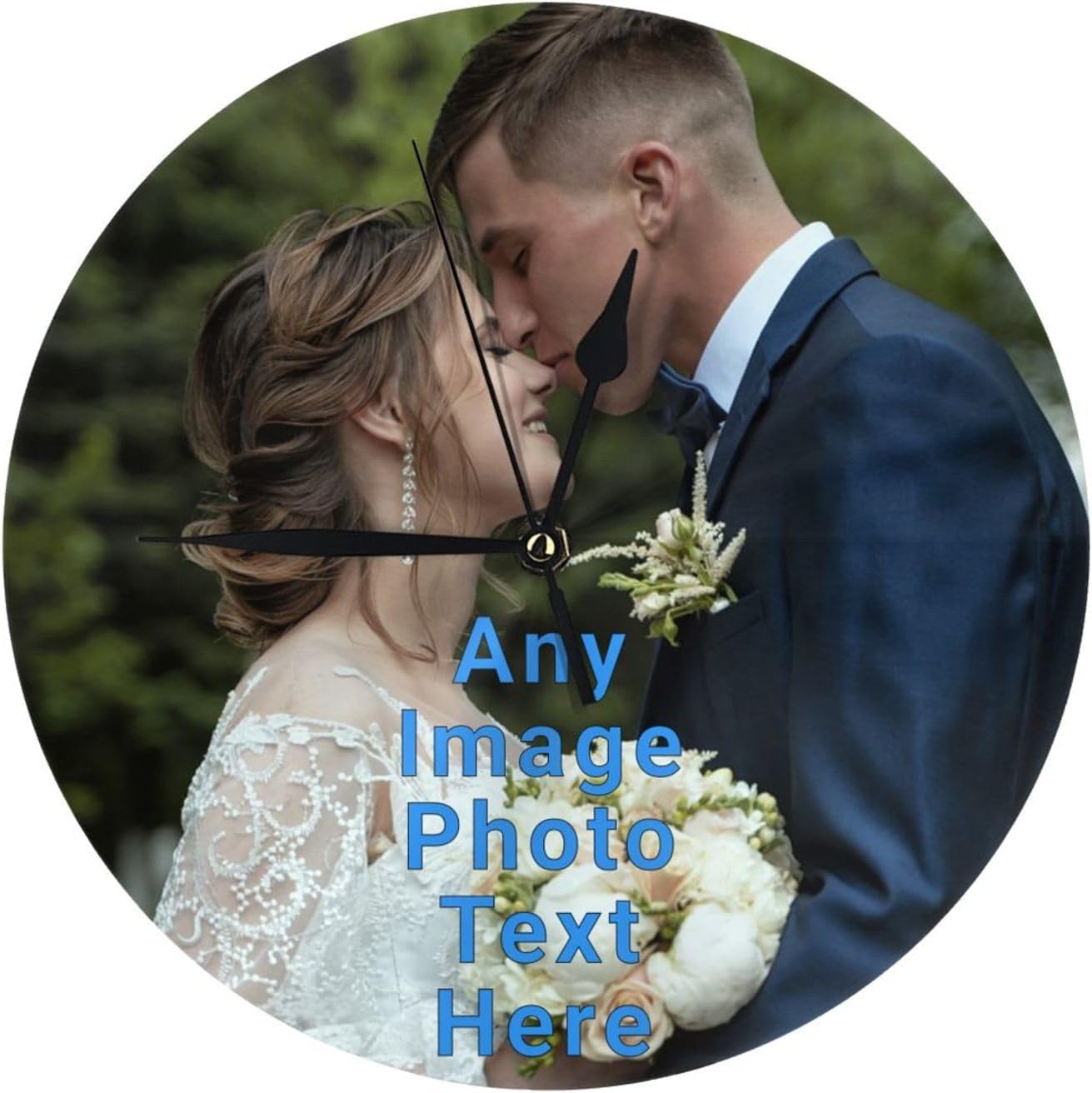 Nsipan Custom Wall Clock with Photo Text Personalized Round Clock with Image Customized Family Clock for Kitchen Living Room Personalized Wall Clock for Family Friends - 9.84 inch