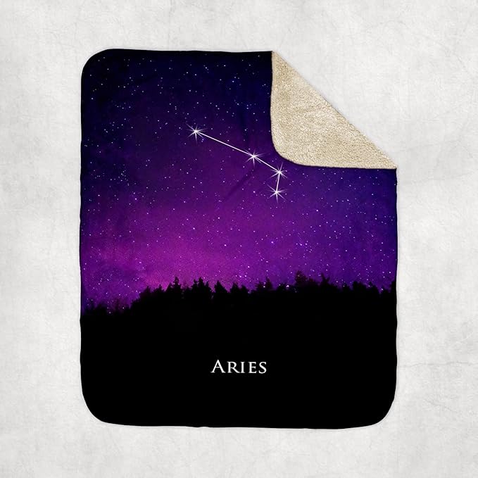 3dRose Aries Constellation Night Sky Astrology Symbol Zodiac Horoscope Sign Sherpa Lined Blanket