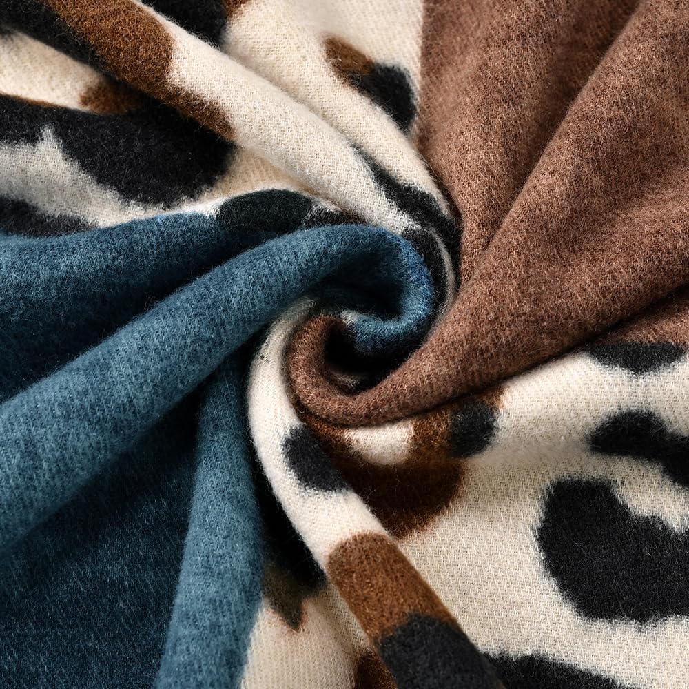 Yeieeo Winter Scarf for Women Leopard Printed Scarf Fall Winter Thick Fashion Fringed Shawl - Image 4