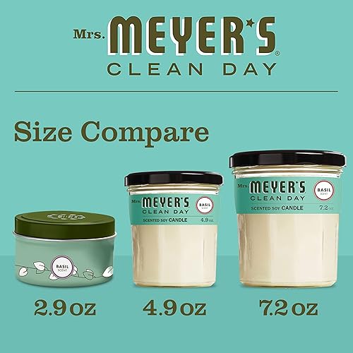 Miniatura 4 de Mrs. Meyer's Clean Day 's - Paquete de velas de estaño de soja y vidrio, fabricadas con aceites esenciales, tiempo de combustión de 25 horas, aroma