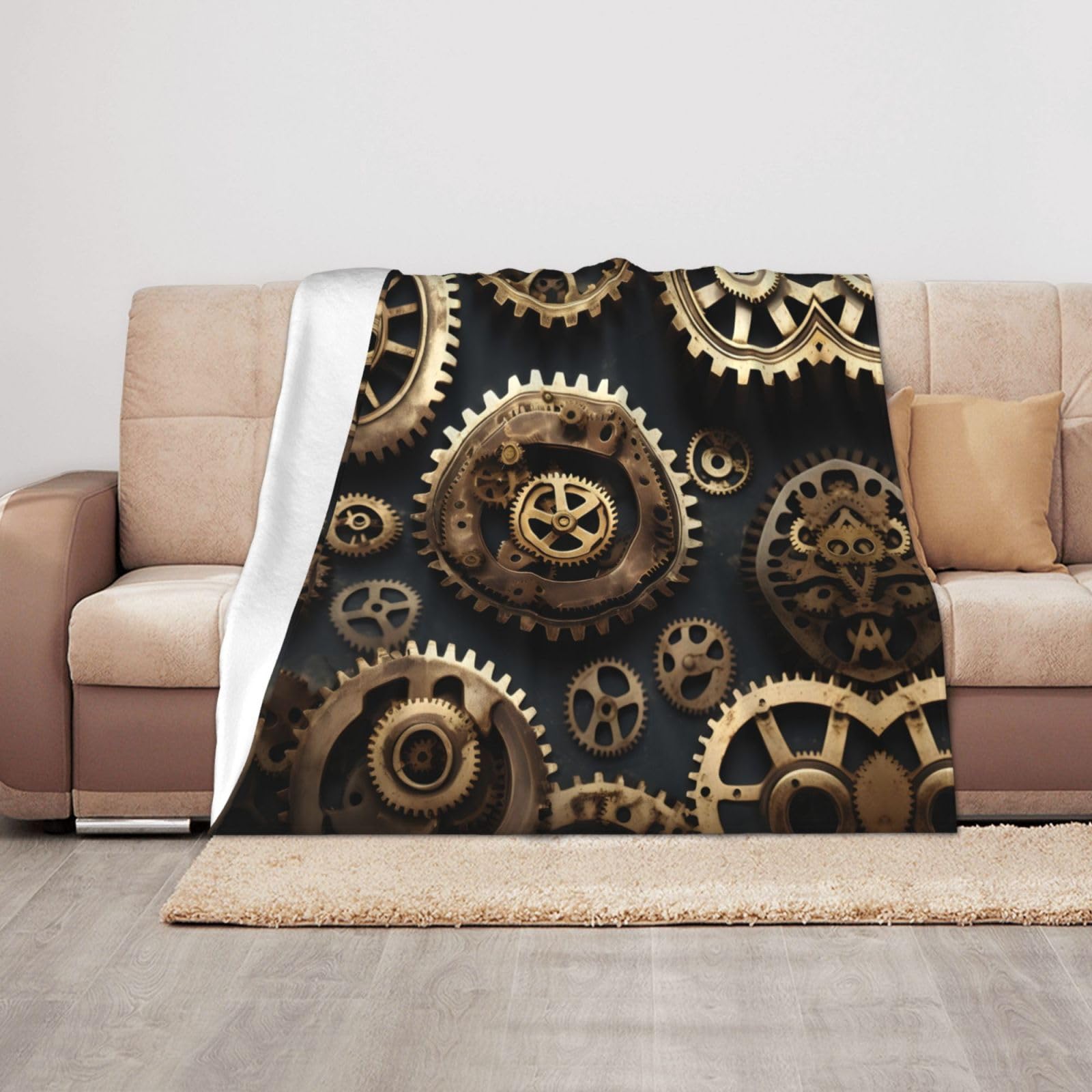 Couverture engrenages steampunk chaude contre le froid lit
