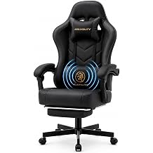 Office Desk Computer Gaming Chair for Adults, Ergonomic High Back Gamer Chair with Massage and Pocket Spring Cushion, Swivel Comfy Video Game Chairs with Footrest and Lumbar Support (Black)
