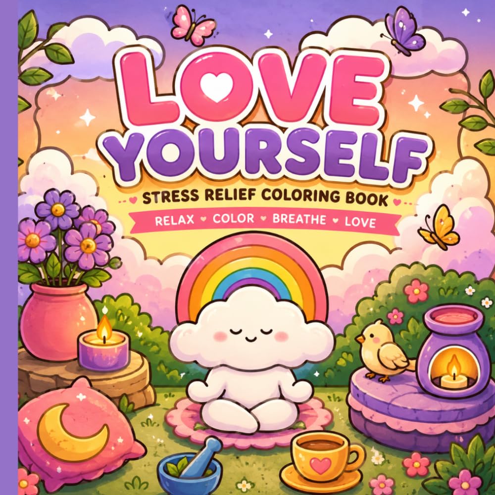 LOVE YOURSELF STRESS RELIEF COLORING BOOK: EMPOWERING DESIGNS for CONFIDENCE and SELF-ACCEPTANCE