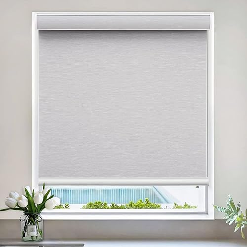 Persianas enrollables para ventanas, sin cordones, opacas de tamaño personalizado, para cocina, oficina y dormitorio (gris)