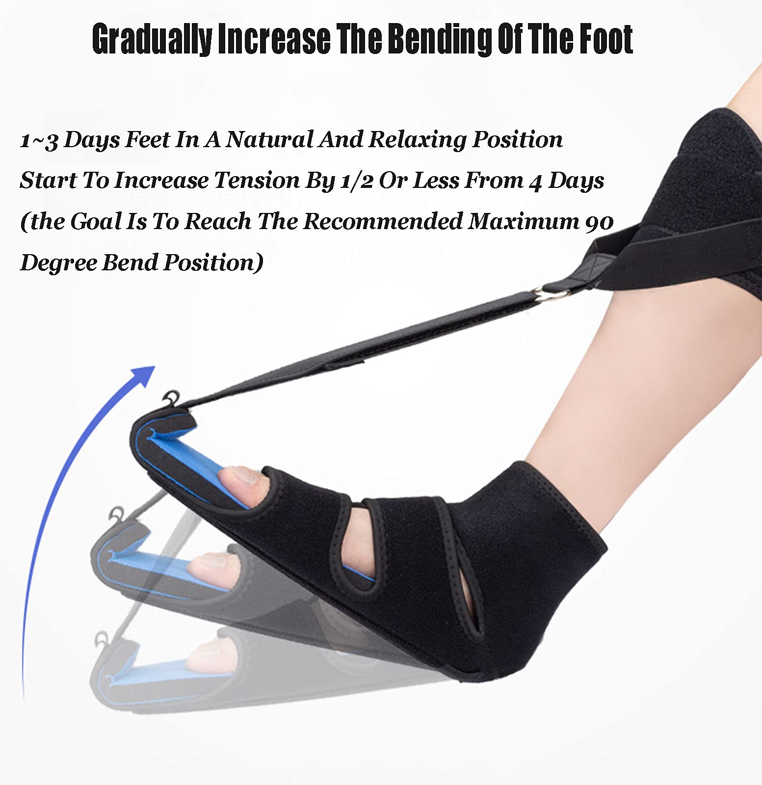 HUANGJUN Férula Nocturna para Fascitis Plantar con Calcetines para Fascitis Plantar y Bola de Masaje de Pies para un Alivio Efectivo del Dolor de la Fascitis Plantar,Right