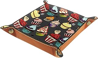 Svuotatasche, svuotatasche in pelle PU, vassoio organizer, scatola portaoggetti per orologi Monete gioielli Portachiavi Halloween Cupcake Divertente cartone animato