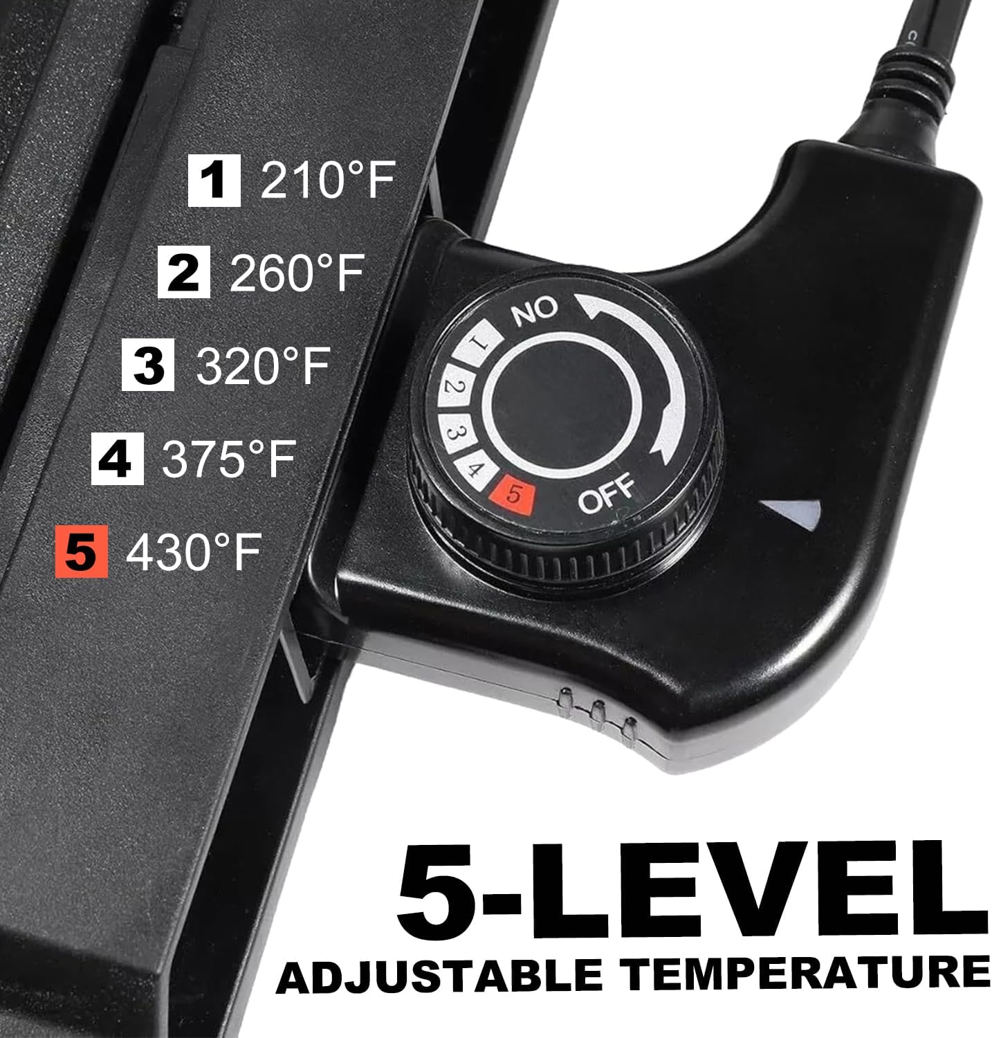 Electric Portable Smokeless Grill, 5 Levels Adjustable Temperature & Cool-touch Handles, 1600W BBQ Griddle, Middle Size, Non-Stick Cooking Surface, Dishwasher Safe Removable Water Tray, Black