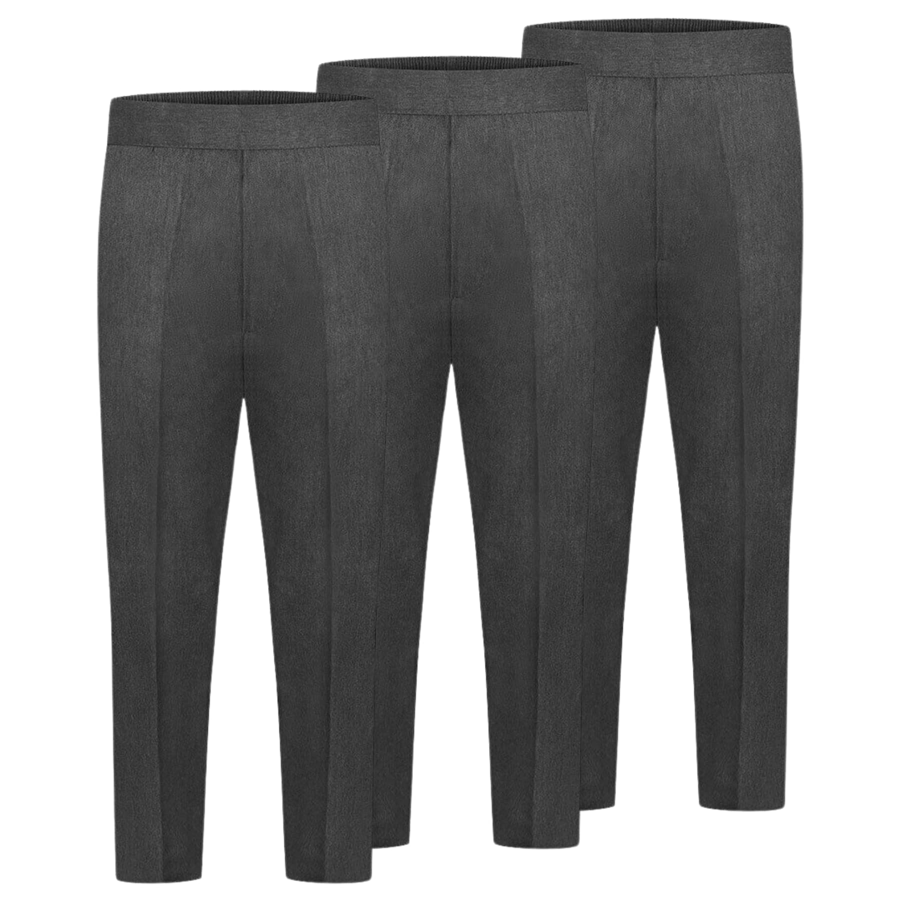 janisramone® Pantaloni scolastici per ragazzi e ragazzi, mezza elasticizzata, vestibilità comoda, per uniforme scolastica, vestibilità generosa, 2-13 anni, confezione da 3, Grigio, 7-8 Anni