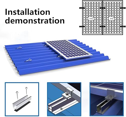 Miniatura 2 de Soportes de montaje en panel solar, soportes Z de aluminio ligero de 4.7 in, para soporte de panel solar, placa trapezoidal, montaje en techo plano,