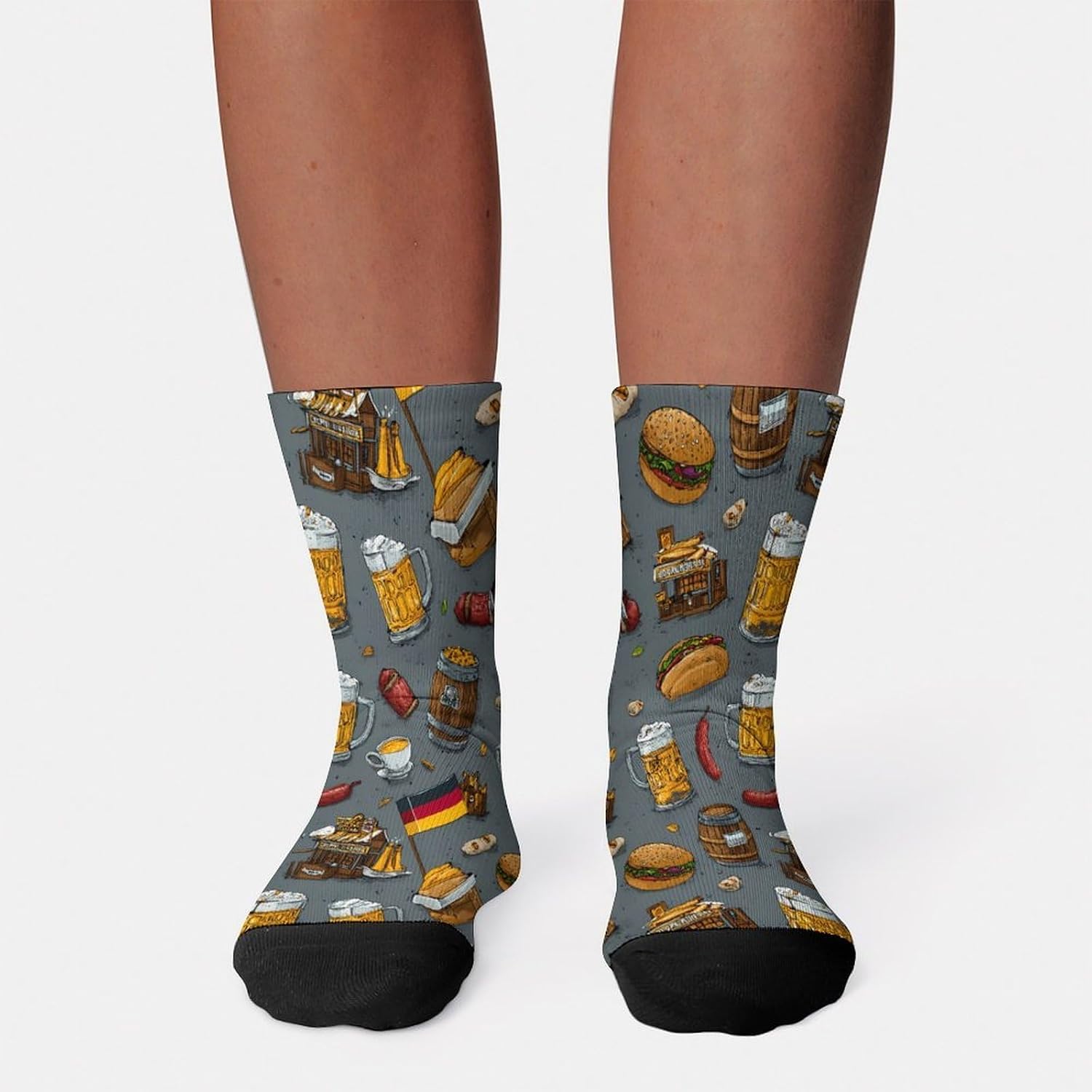 Germany Flag Beer German Food Knee High Socks Athletic Long Stockings Sport Casual Crew Tube Sock Boot