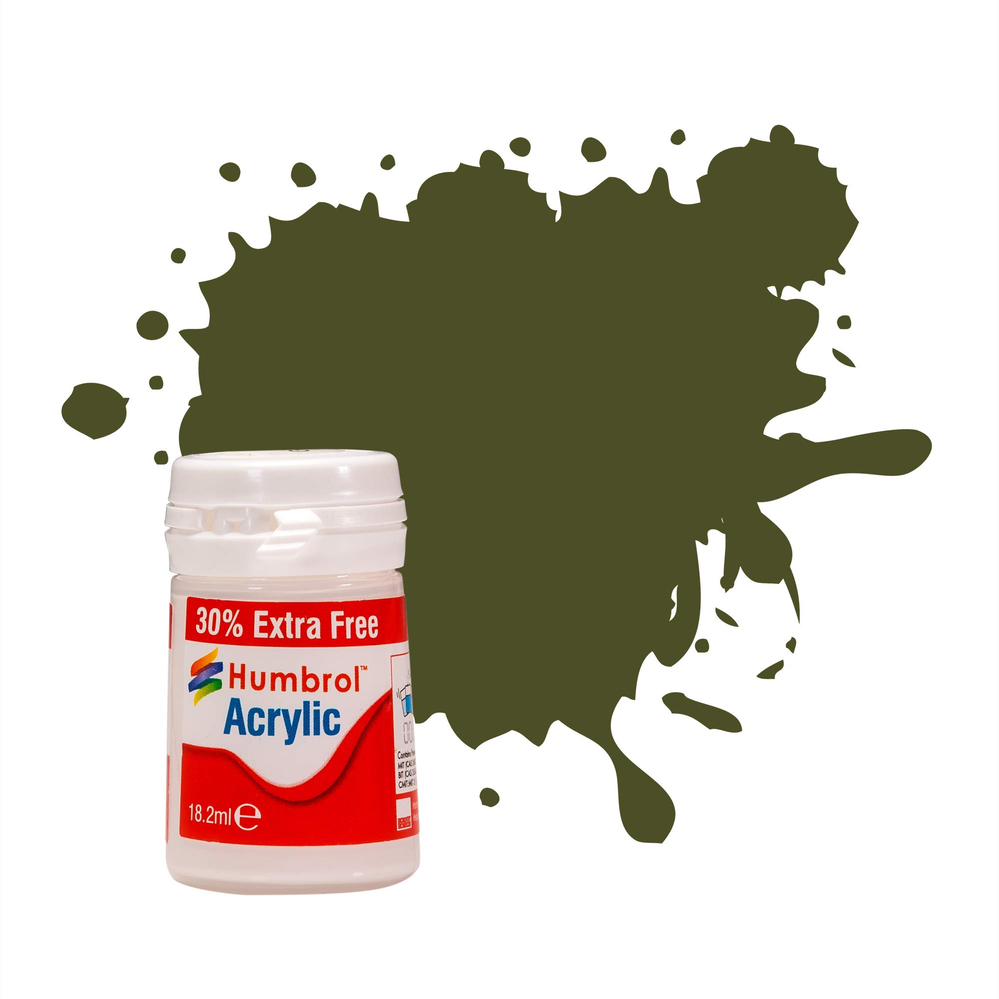 Humbrol AB0155EP 155 Olive Drab Matt-14ml Acrylic Plus 30% Paint