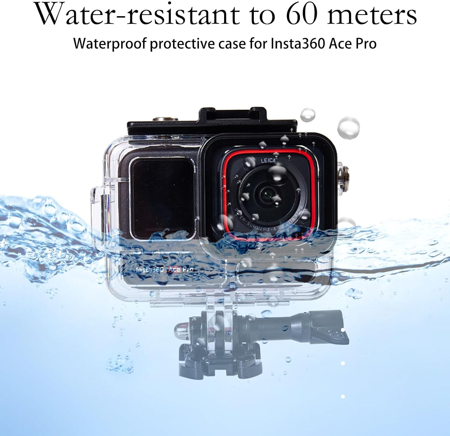 PCTC 197FT Waterproof Case for Insta360 Ace Pro with 3-Pack Dive Filters Accessories for Insta 360 Ace Pro Waterproof Case,Protective Underwater Dive Housing Shell with Bracket Accessories - Colour