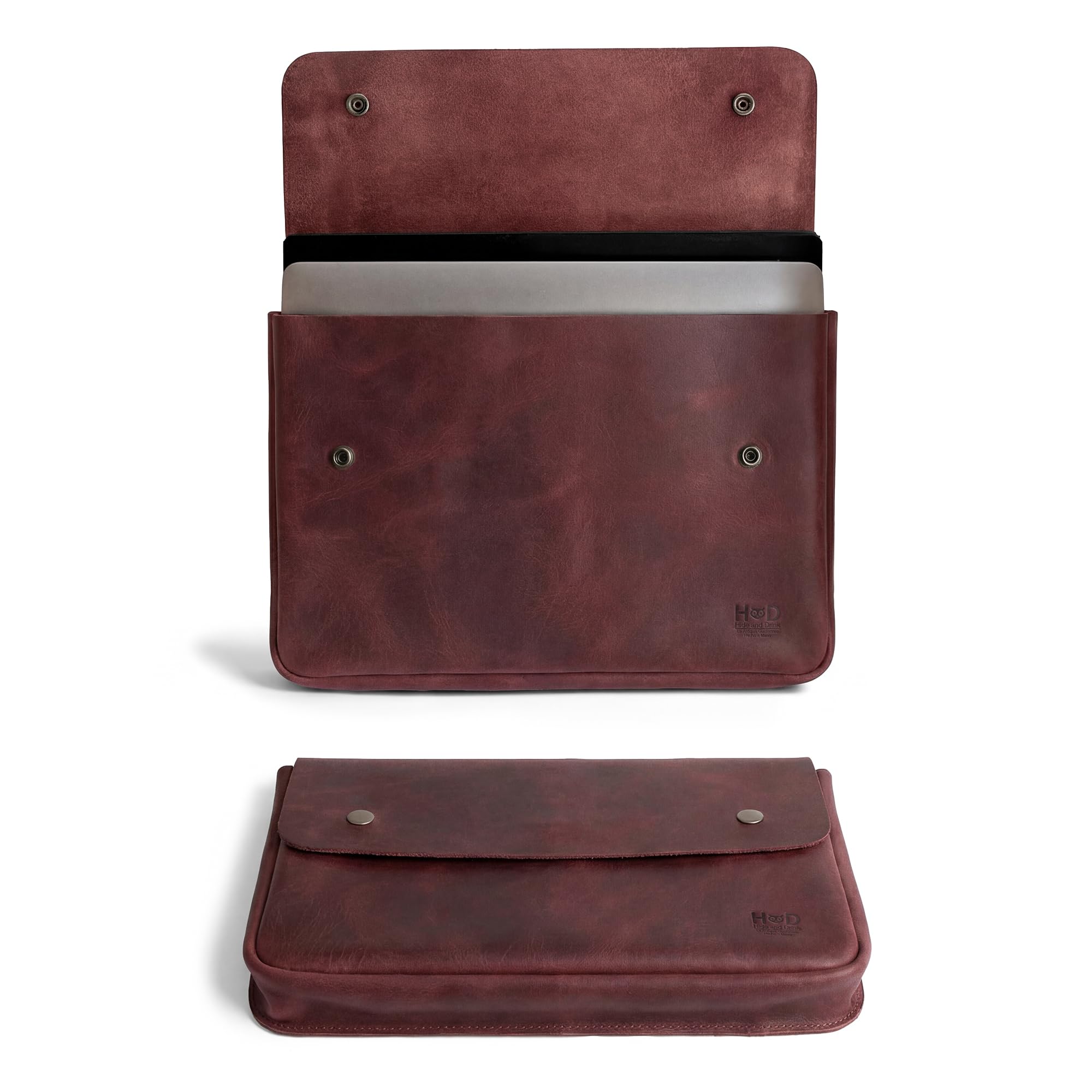 Hide & Drink, Vintage Folder Document Holder, File Case, A5 Binder, Envelope Portfolio, Full Grain Leather, Handmade, Sangria