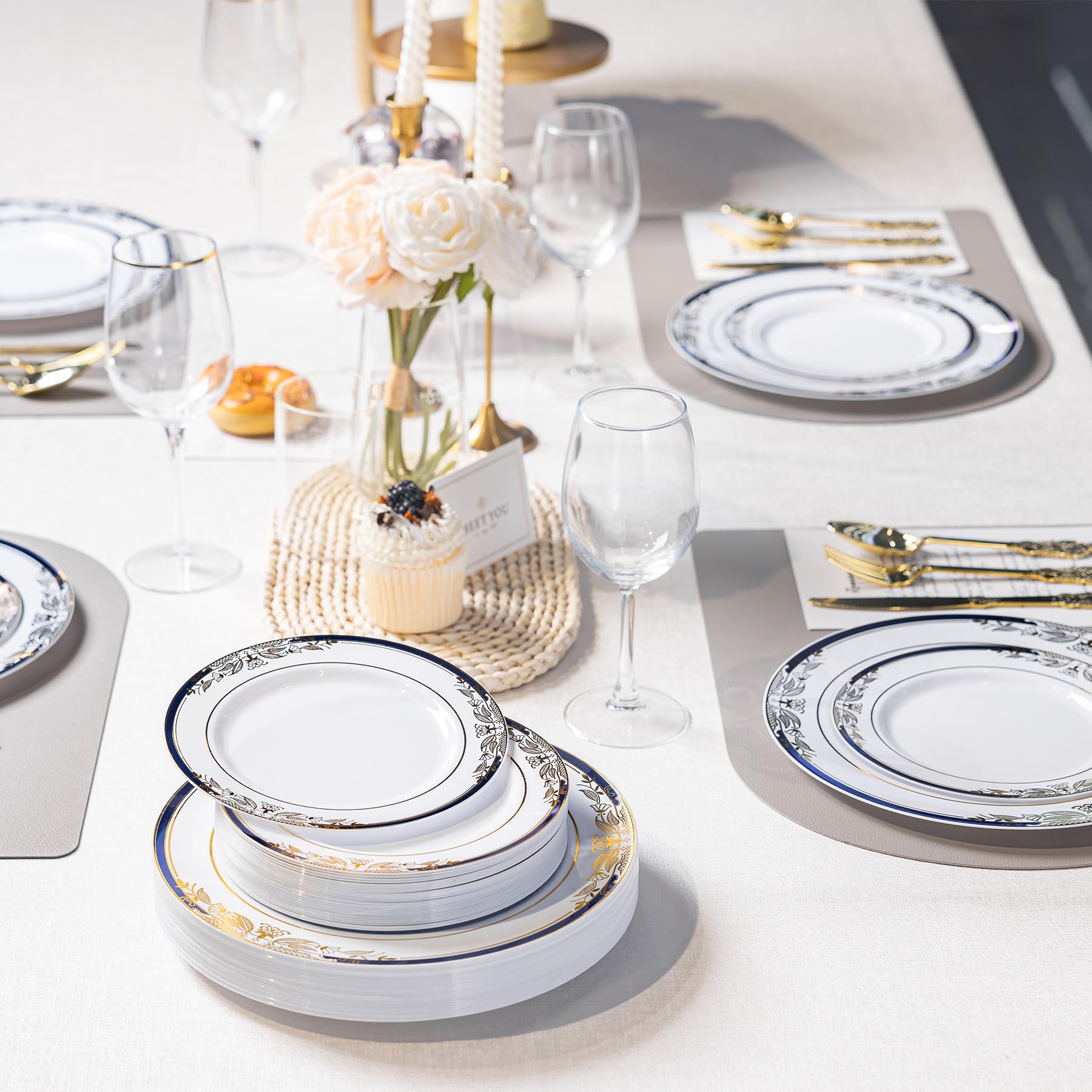 Floral Plates & Cutlery Set - 180 Pcs -6 Floral Plates & Cutlery Set - 180 Pcs -6