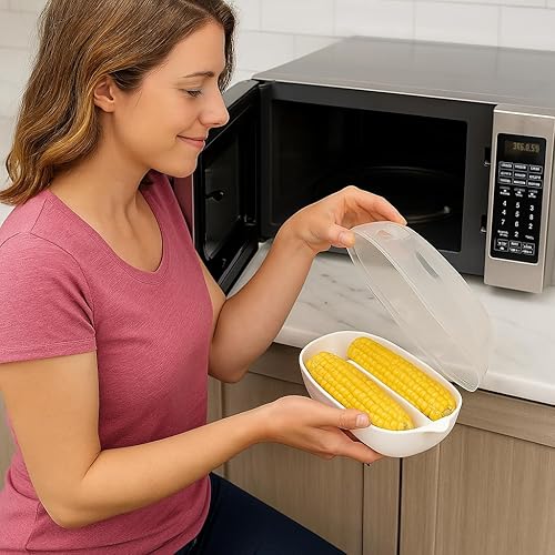 Miniatura 2 de Dependable Industries Microwave Corn Steamer Vented Lid BPA Free Dishwasher Safe Corn on the Cob Maker