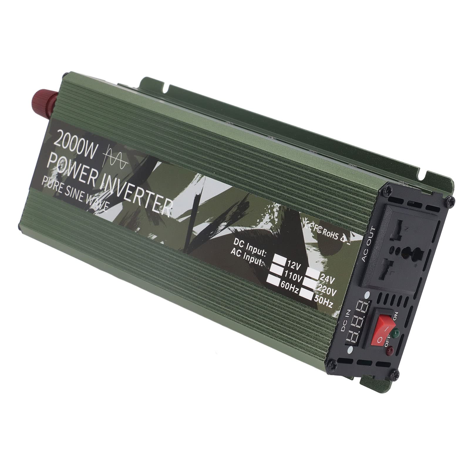 EMUKOEP Inversor de Corriente para Coche DC12V a AC220V 2000W Convertidor Sinusoidal con Ventilador de Refrigeración