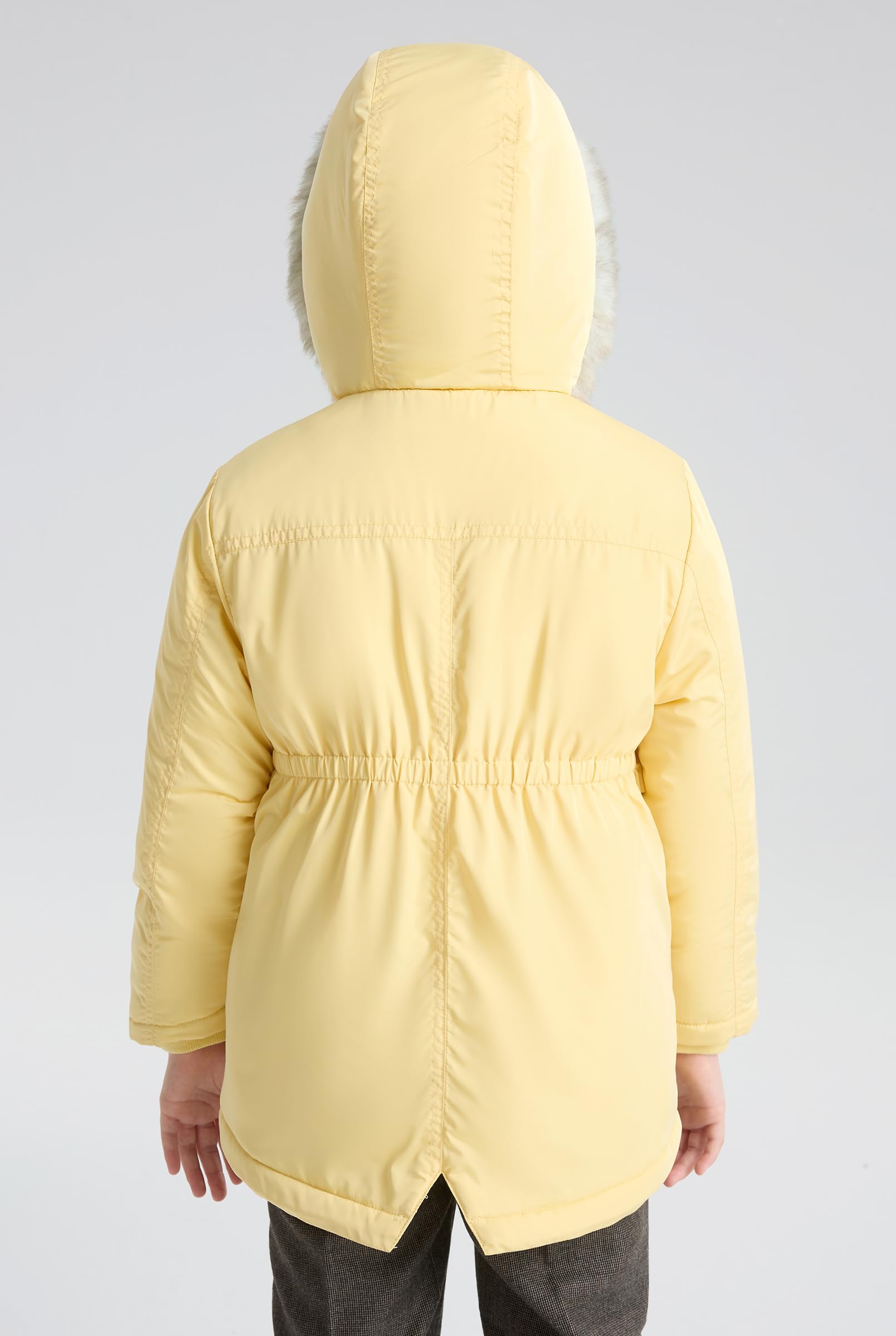 SOLOCOTE Abrigo de invierno para niñas pequeñas Ligero con capucha de piel forro de sherpa puños de canalé Chaqueta resistente al agua para niños