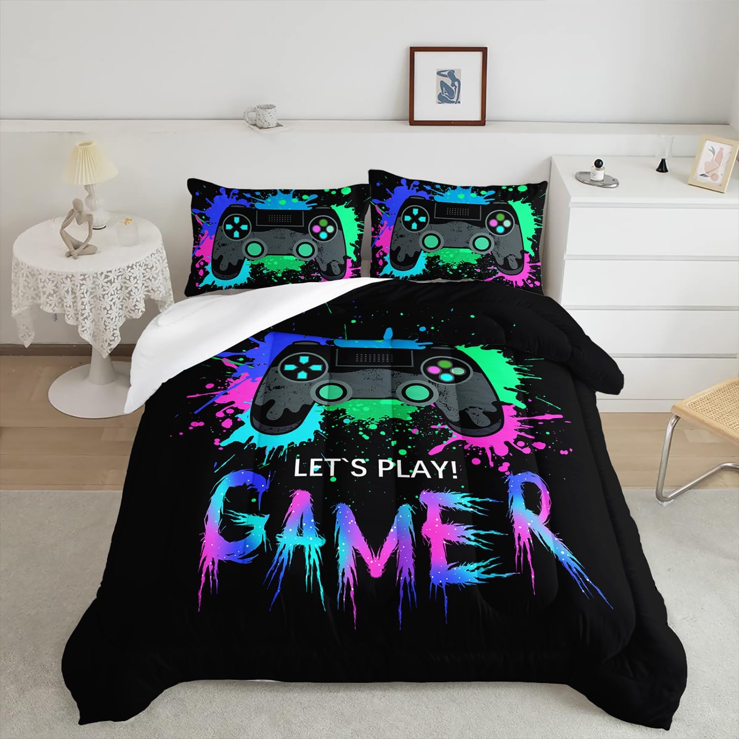 Tuzaovy Gamer Comforter Sets for Boys Full,Gamer Bedding